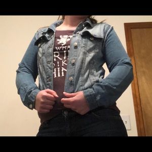 Slightly cropped jean jacket